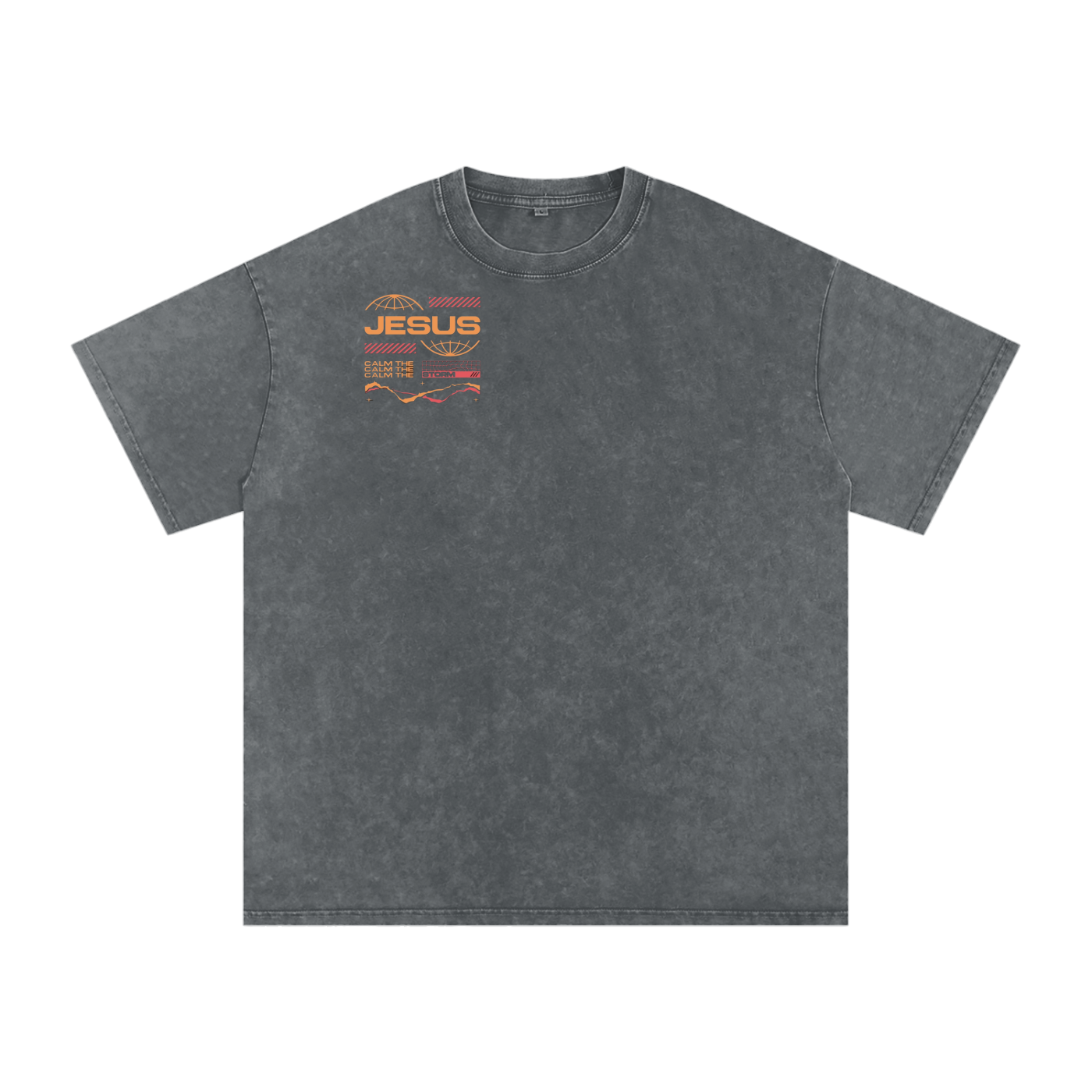 JESUS CALM THE STORM Snow Washed Oversized Cotton T-Shirt
