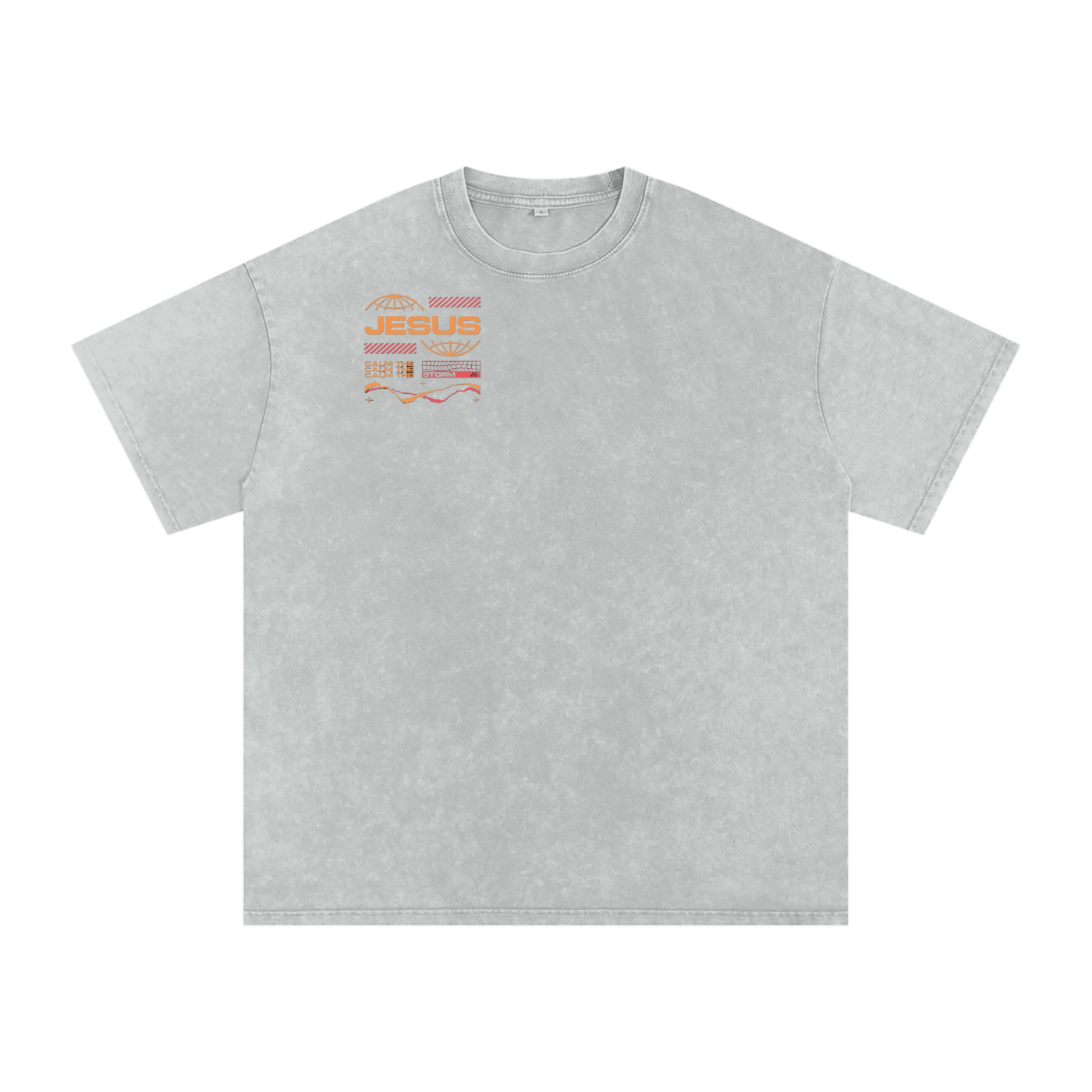 JESUS CALM THE STORM Snow Washed Oversized Cotton T-Shirt