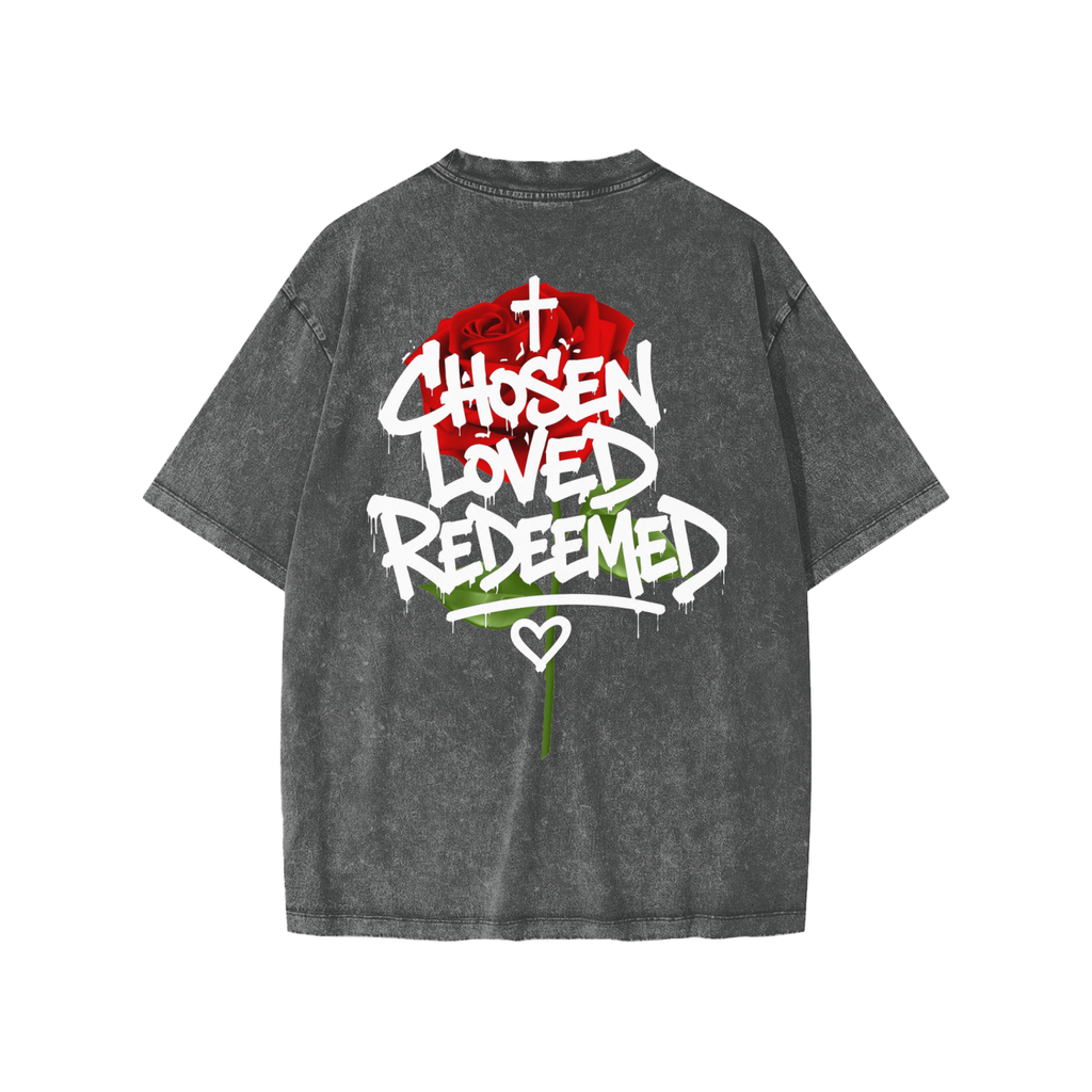 CHOSEN LOVED REDEEMED ROSES Snow Washed Kids' T-Shirt