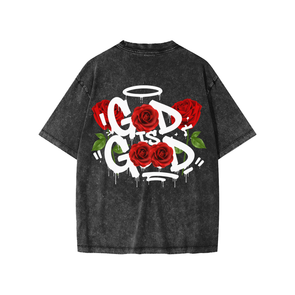 GOD IS GOOD ROSES Snow Washed Kids' T-Shirt