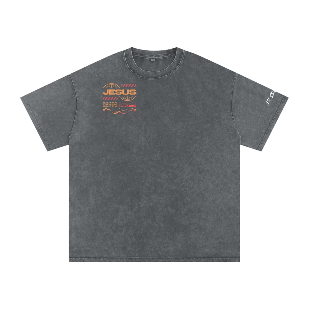 JESUS CALM THE STORM Snow Washed Oversized Cotton T-Shirt