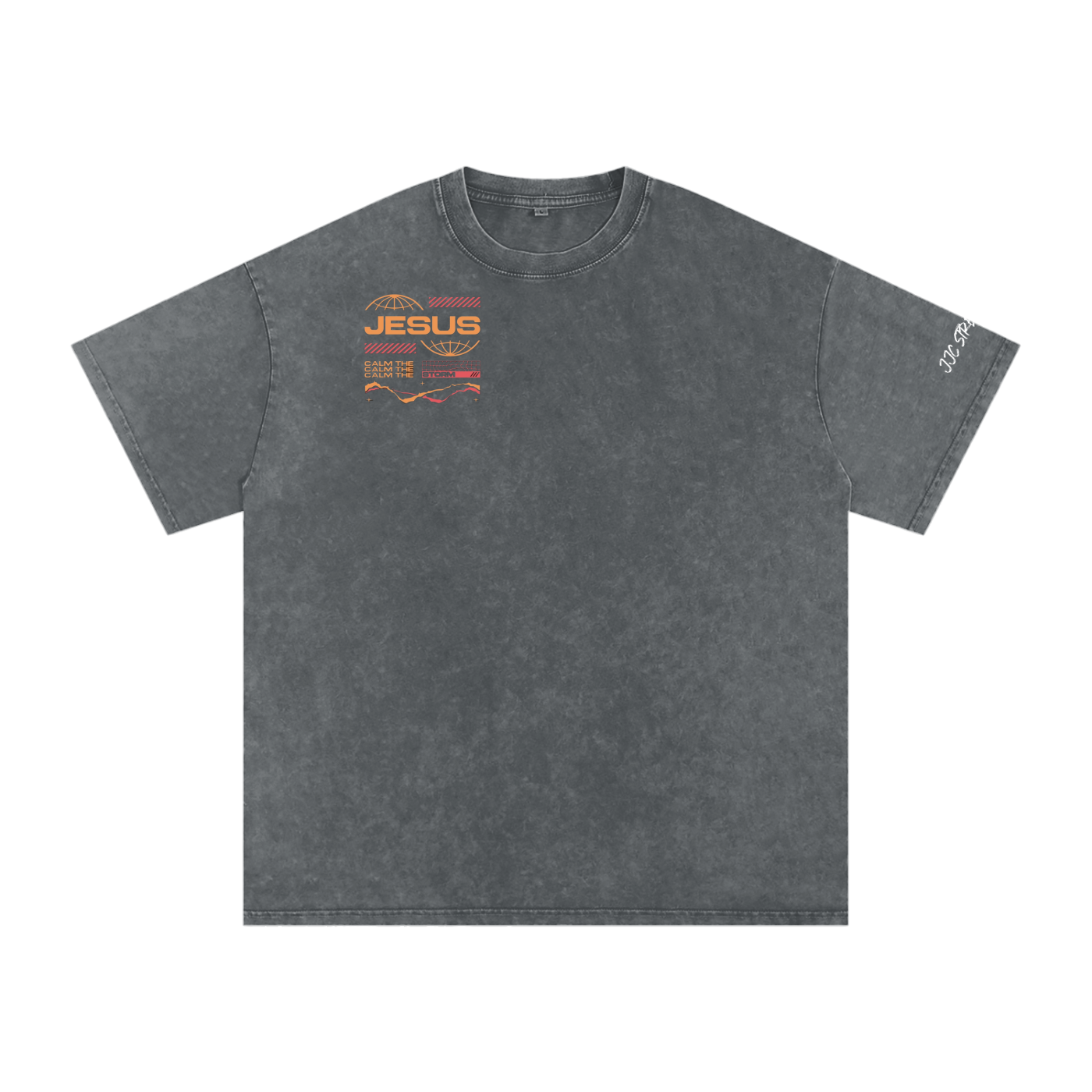 JESUS CALM THE STORM Snow Washed Oversized Cotton T-Shirt
