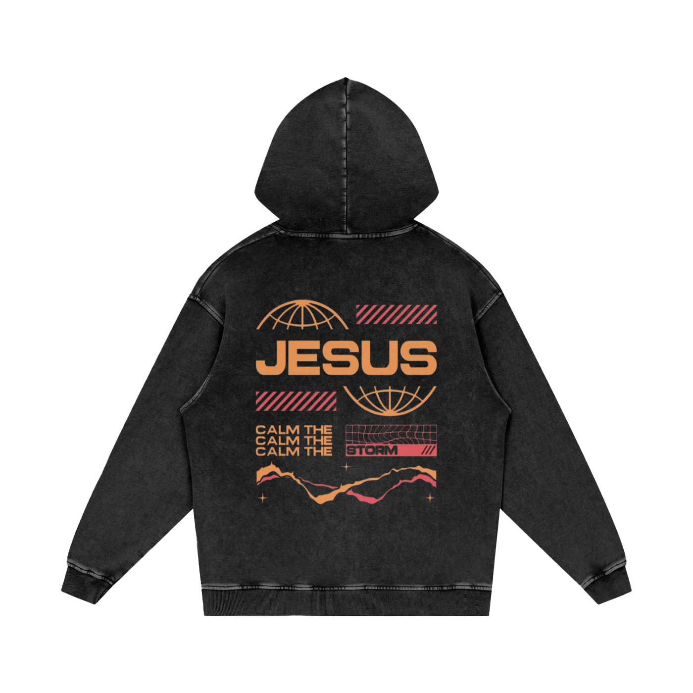JESUS CALM THE STORM Snow Washed Loose Cotton Hoodie
