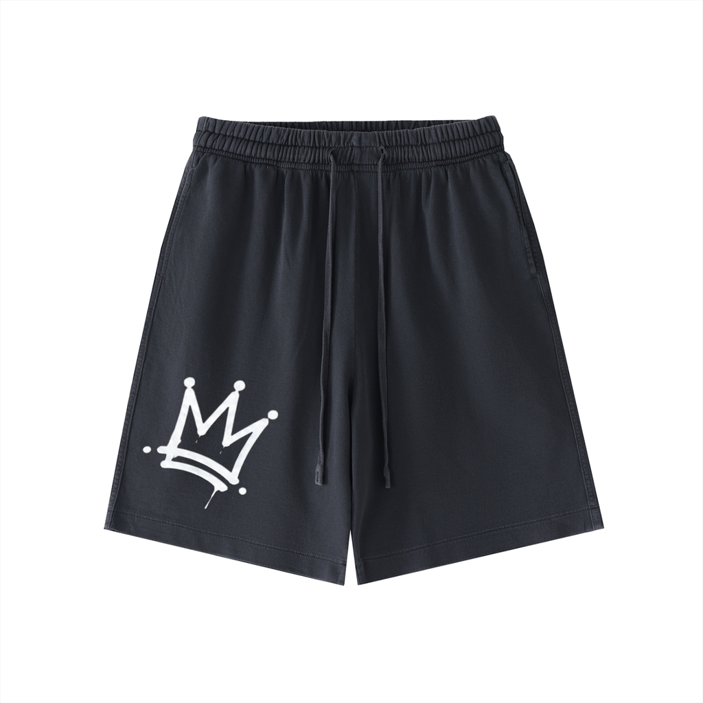 GRAFFITI CROWN Vintage Wash Cotton Shorts
