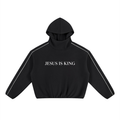 JESUS IS KING Unisex Boxy Piping Fleece Hoodie