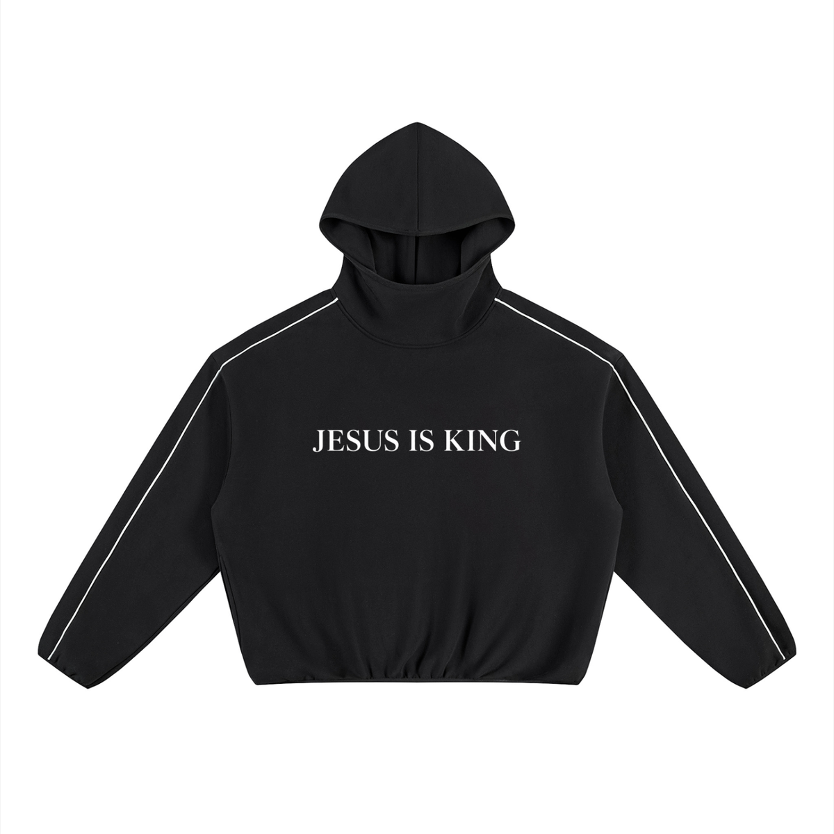 JESUS IS KING Unisex Boxy Piping Fleece Hoodie