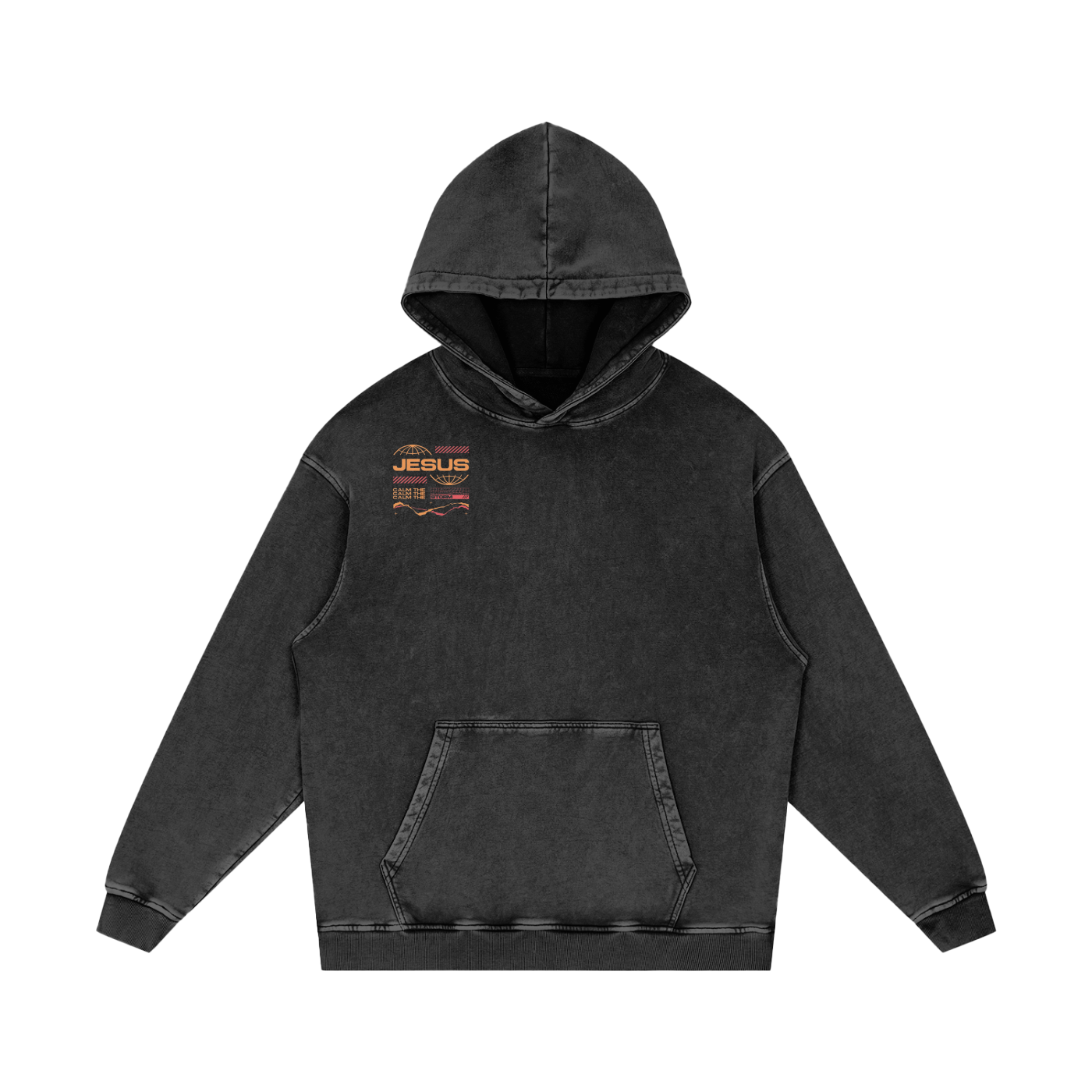 JESUS CALM THE STORM Snow Washed Loose Cotton Hoodie