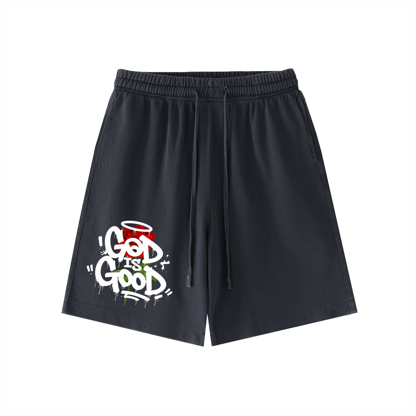GOD IS GOOD ROSES Vintage Wash Cotton Shorts