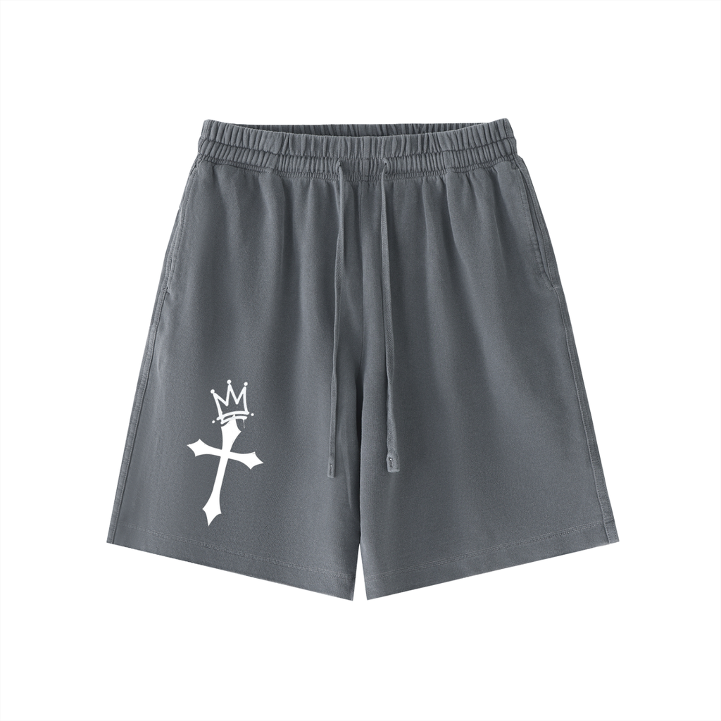 CROSS WITH CROWN Vintage Wash Cotton Shorts