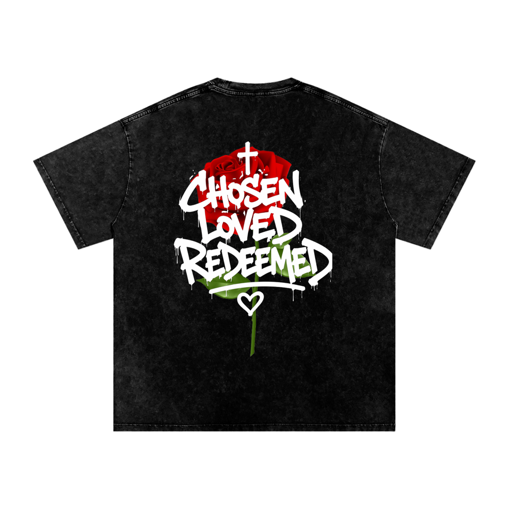 CHOSEN LOVED REDEEMED Snow Washed Oversized Cotton T-Shirt