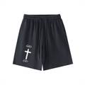 GOD DID CROSS Vintage Wash Cotton Shorts