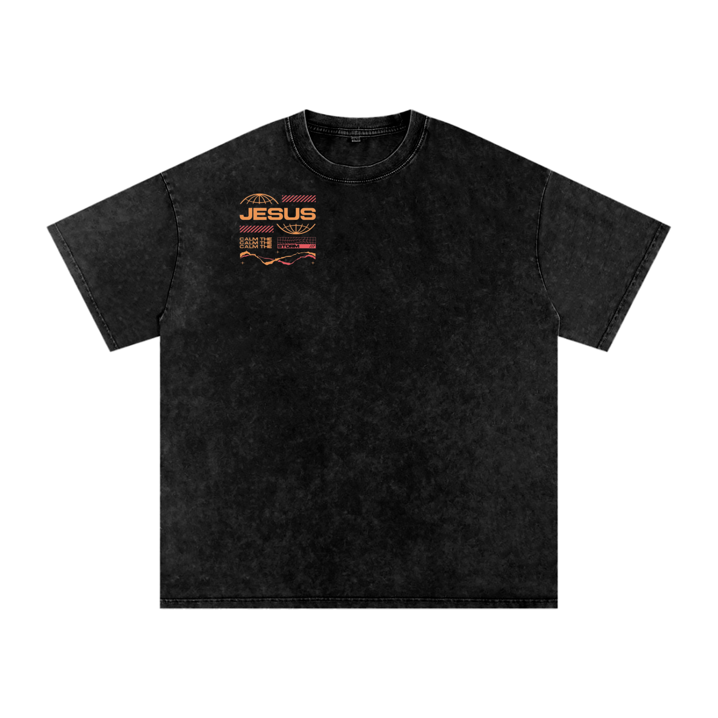 JESUS CALM THE STORM Snow Washed Oversized Cotton T-Shirt