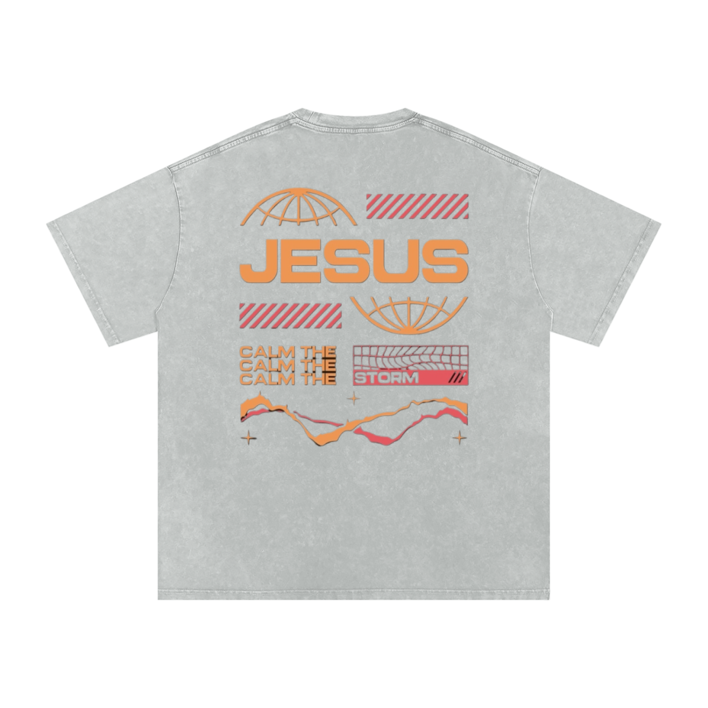 JESUS CALM THE STORM Snow Washed Oversized Cotton T-Shirt
