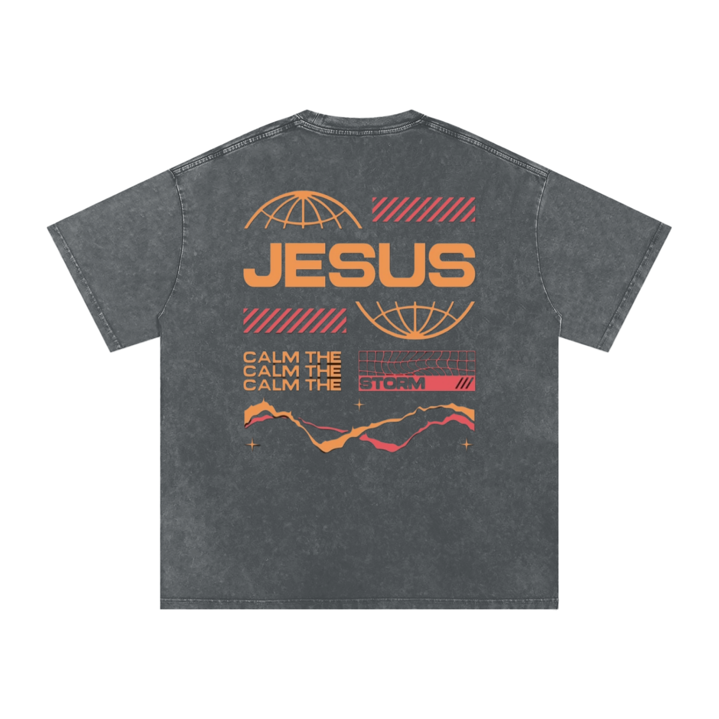 JESUS CALM THE STORM Snow Washed Oversized Cotton T-Shirt