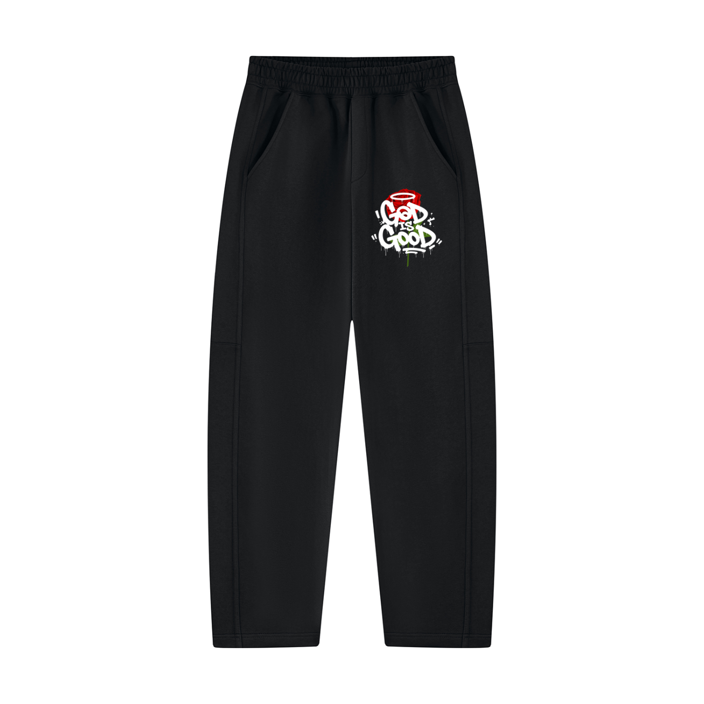 GOD IS GOOD ROSES Unisex Tapered Straight Hem Sweatpants