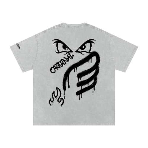RARE GRAFFITI SHIRT BY JJC Snow Washed Oversized Cotton T-Shirt