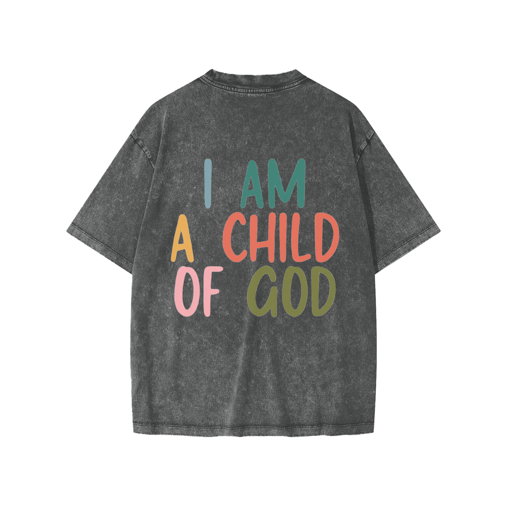 I AM A CHILD OF GOD Snow Washed Kids' T-Shirt