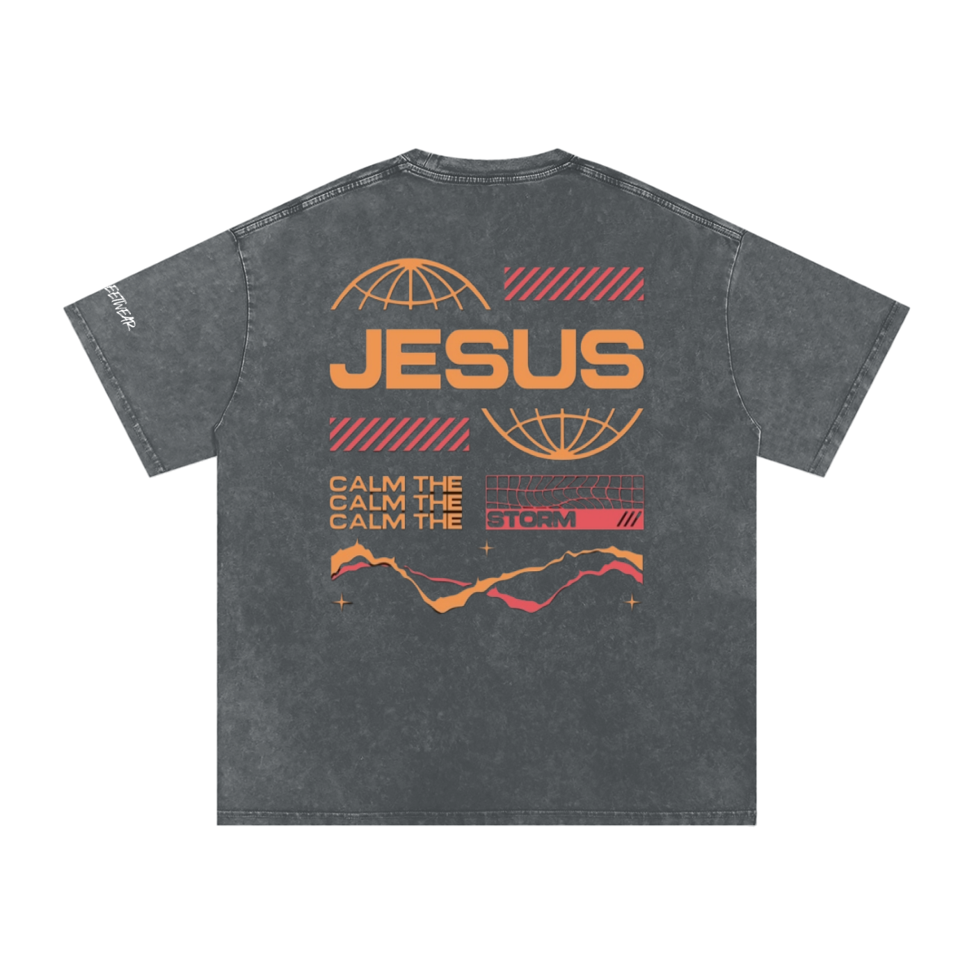 JESUS CALM THE STORM Snow Washed Oversized Cotton T-Shirt
