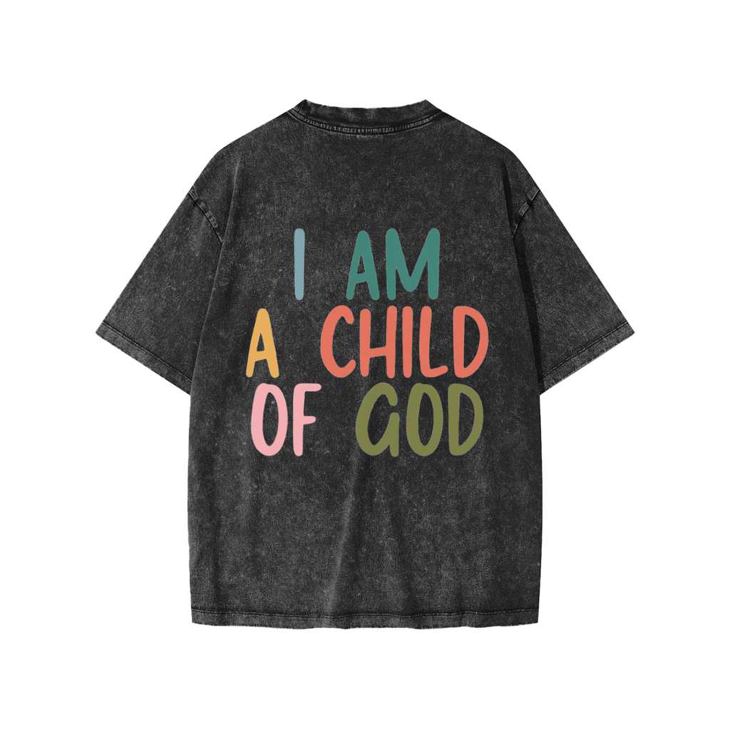 I AM A CHILD OF GOD Snow Washed Kids' T-Shirt