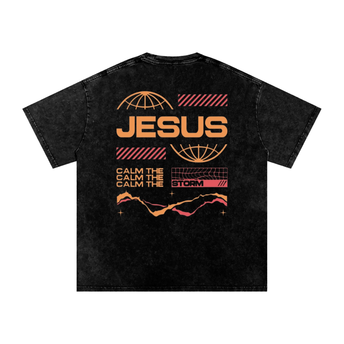 JESUS CALM THE STORM Snow Washed Oversized Cotton T-Shirt