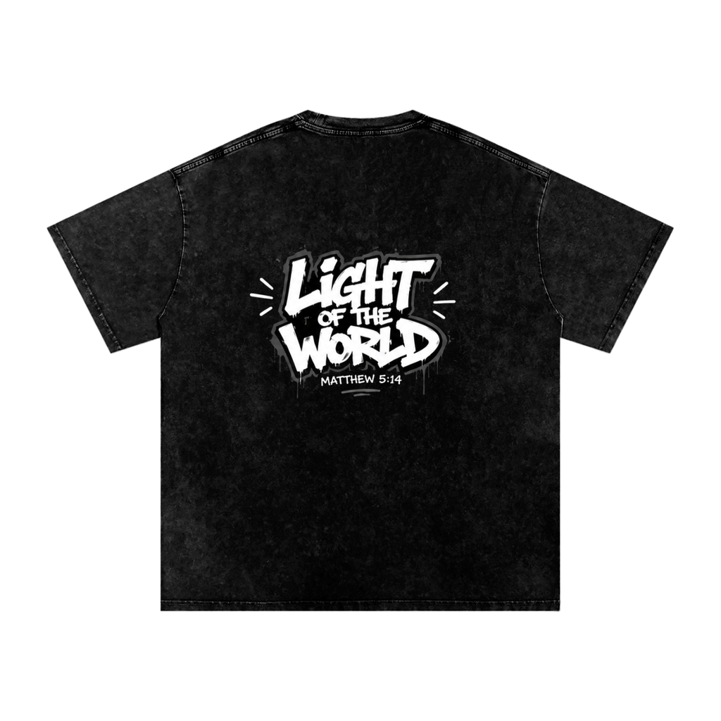 LIGHT OF THE WORLD MATTHEW 5:14 Snow Washed Oversized Cotton T-Shirt