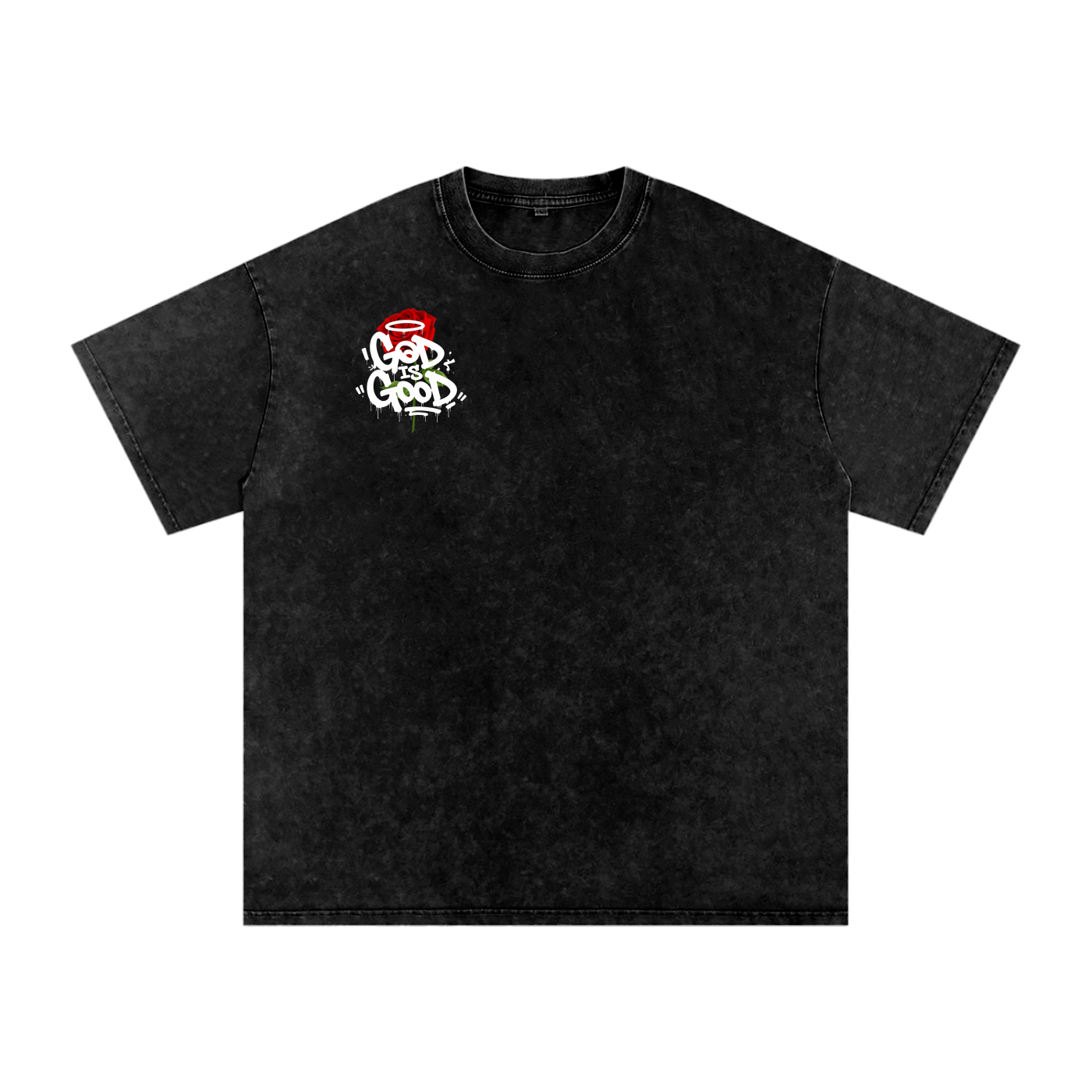 GOD IS GOOD ROSES Snow Washed Oversized Cotton T-Shirt