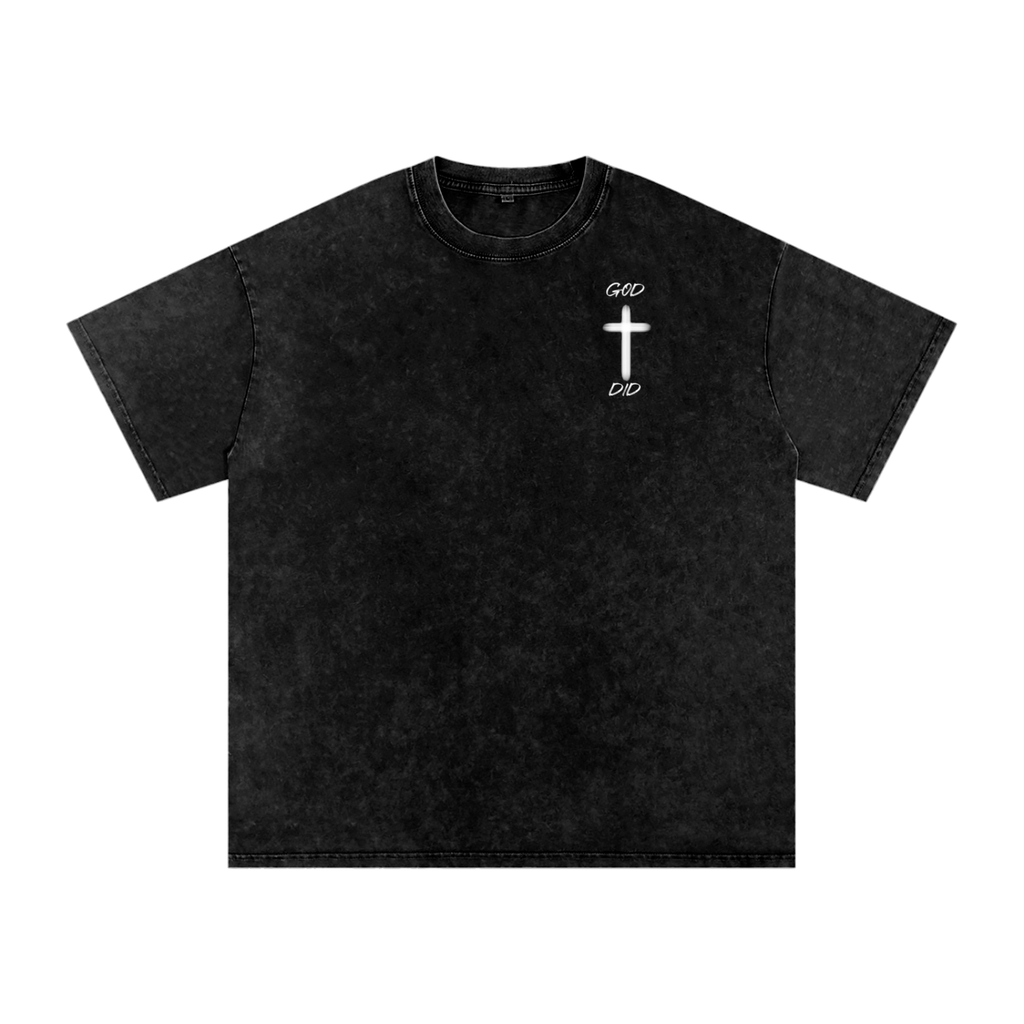 "GOD DID" Snow Washed Oversized Cotton T-Shirt