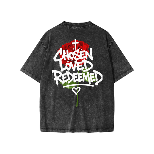 CHOSEN LOVED REDEEMED ROSES Snow Washed Kids' T-Shirt